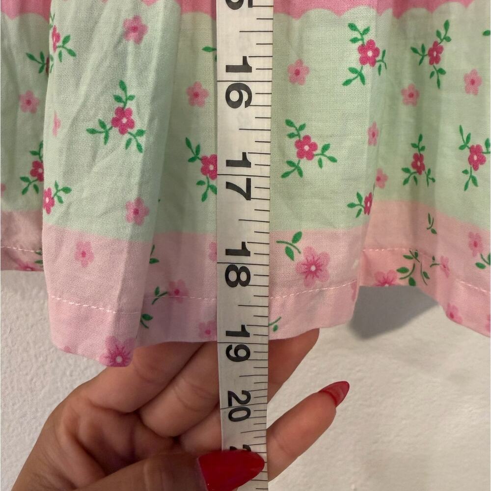 Vintage Pink & Green Floral Pleated Skirt with Belt Size 36 - Picture 3 of 5